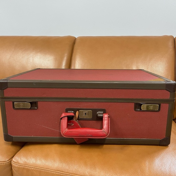 Vintage Louis Vuitton Suitcase Leather Red Cup - Picture 1 of 16